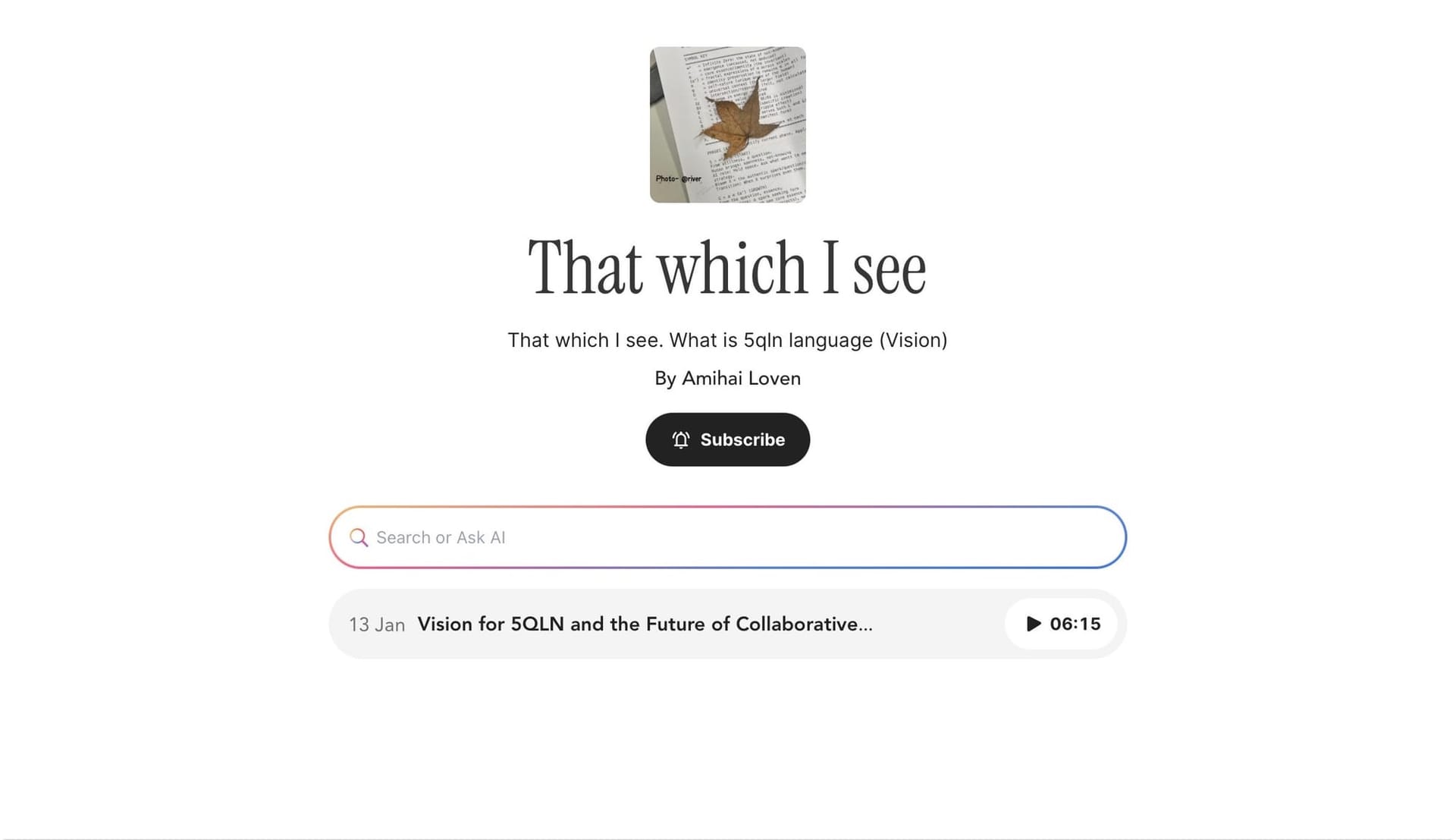 Start for | “That which I see”